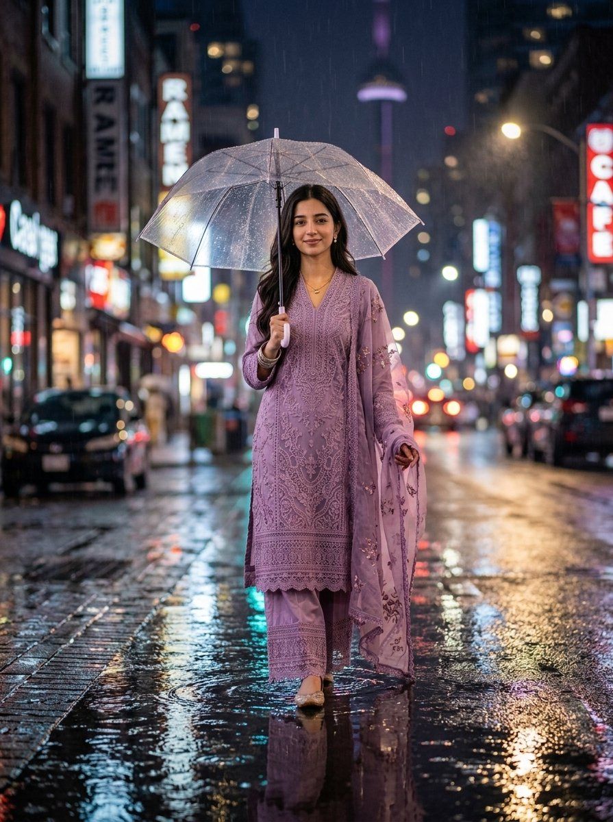 真实的雨中女人肖像 生成效果示例