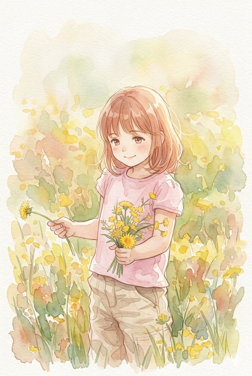 动漫水彩女孩与蝴蝶 生成效果示例