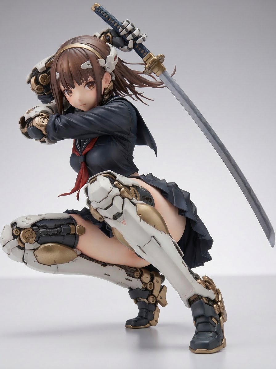 武士机甲女孩模型 生成效果示例