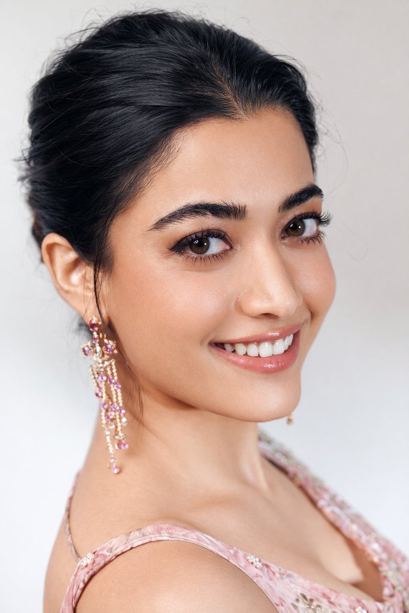穿着纱丽的 Rashmika Mandhana 的 8K 工作室肖像 生成效果示例