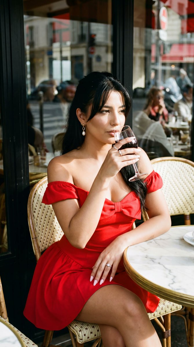 Parisian Cafe 社论肖像提示，带人脸锁定 生成效果示例
