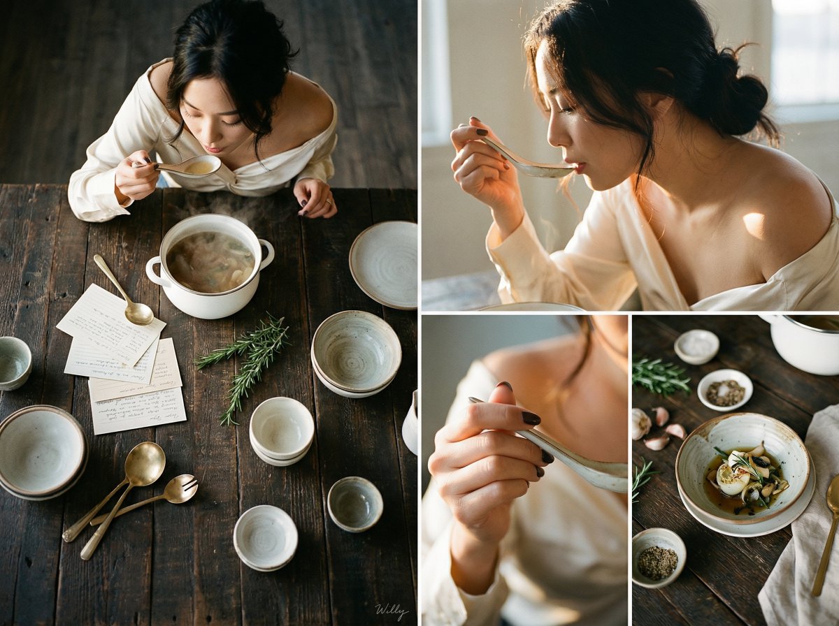 性感韩国美女美食肖像提示 生成效果示例