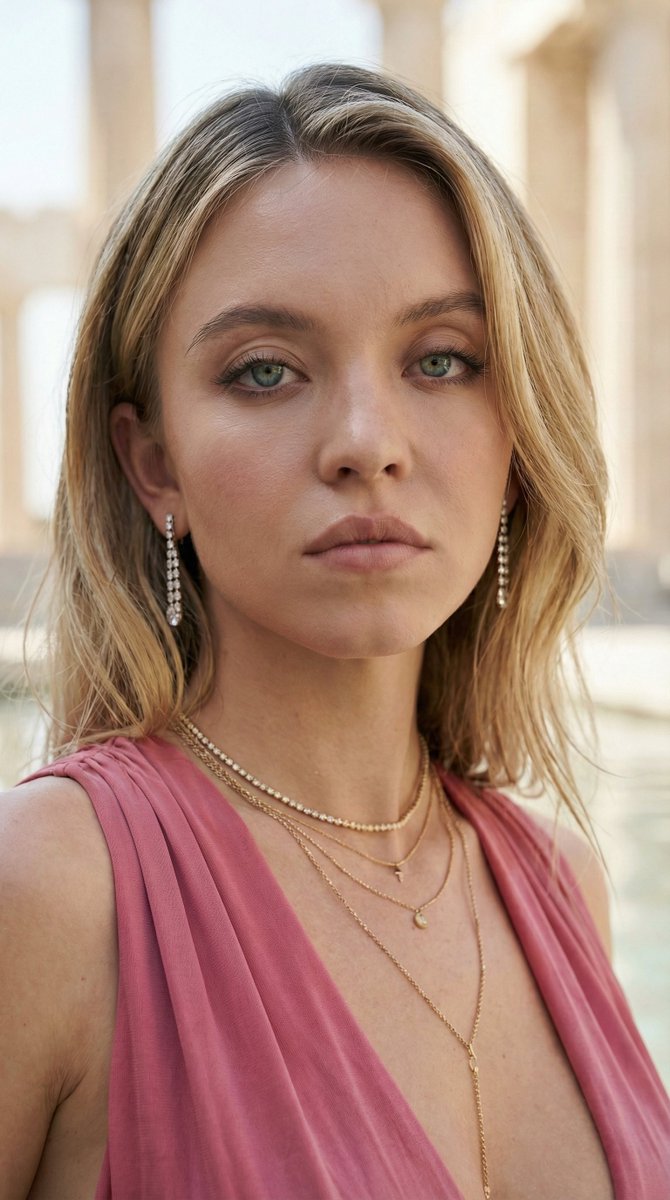 Sydney Sweeney 希腊风格社论 生成效果示例