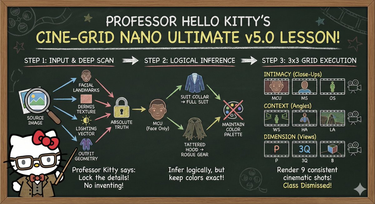 信息页面生成提示（Hello Kitty 教授） 生成效果示例