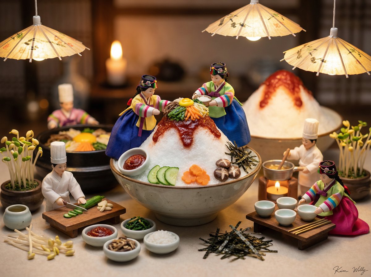 朝鲜王朝厨师制作石锅拌饭的微缩立体模型 生成效果示例