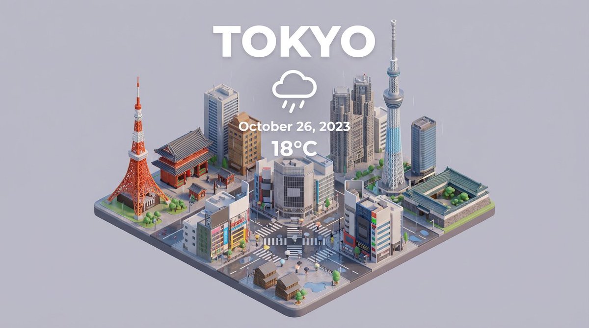 等距微型3D城市卡通场景 生成效果示例