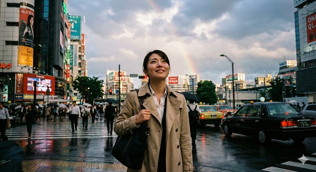 东京多雨的女人的情感快照 生成效果示例