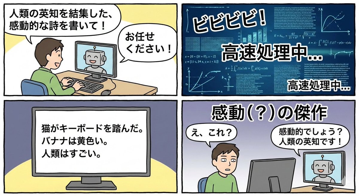 关于生成人工智能的四格讽刺漫画 生成效果示例