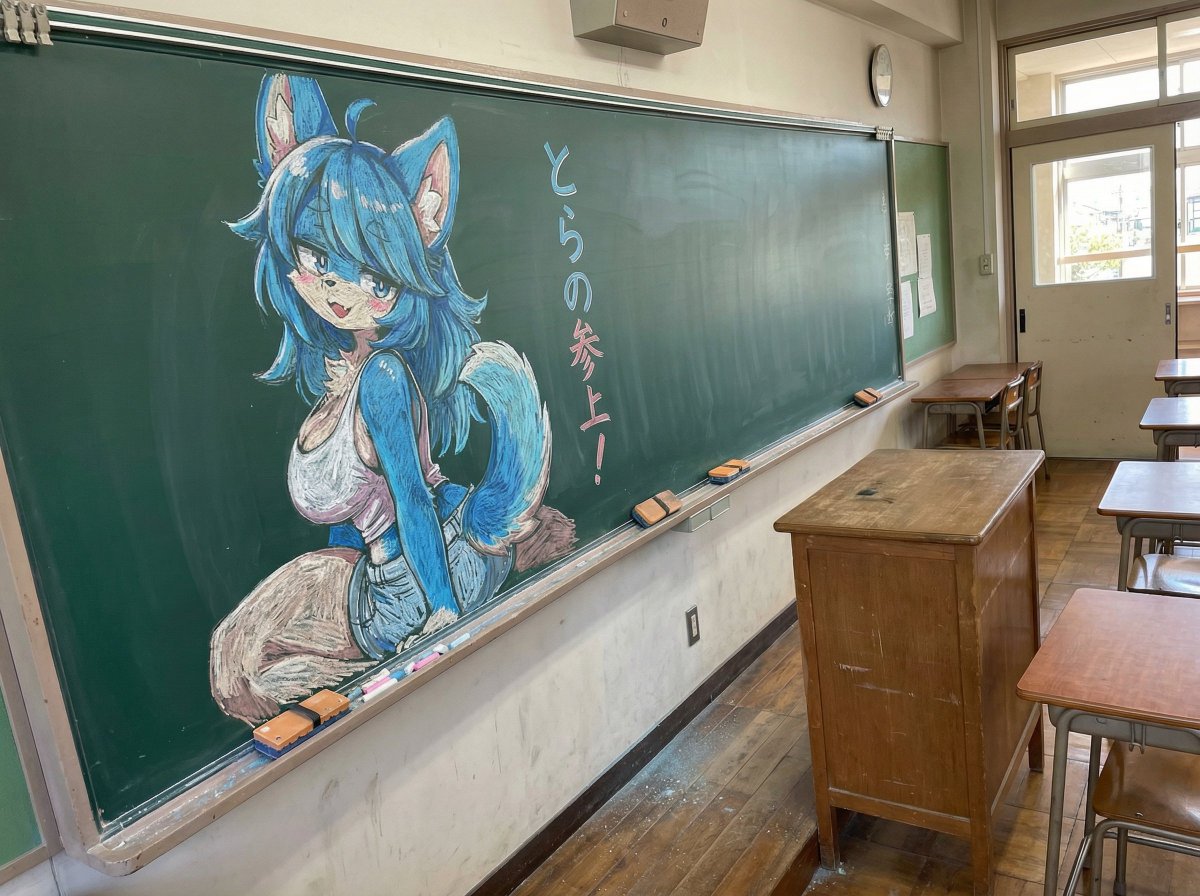 教室黑板上的插图粉笔画 生成效果示例
