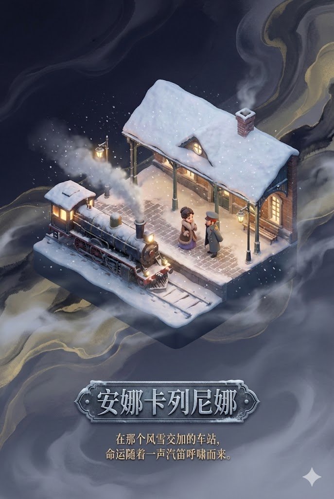 梦工厂风格的《安娜·卡列尼娜》西洋镜海报 生成效果示例