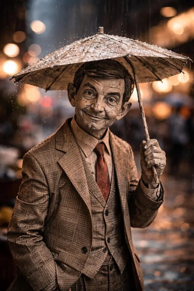 雨中的电影纸人 生成效果示例