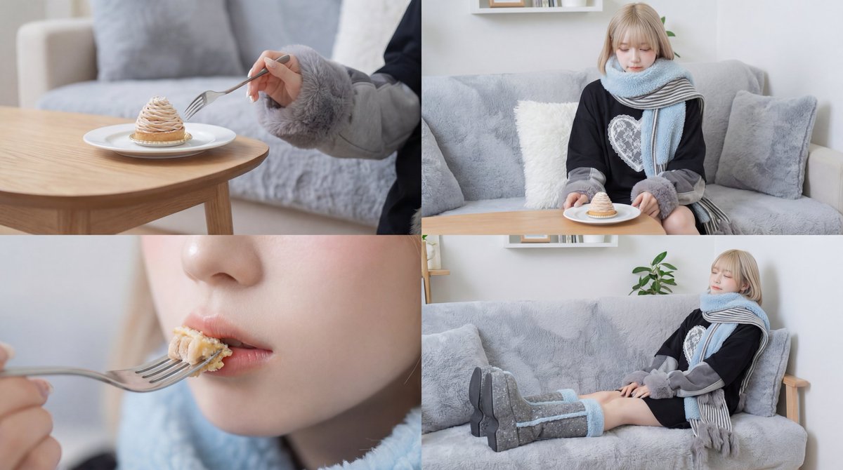 女人享受糖果的电影视频 生成效果示例