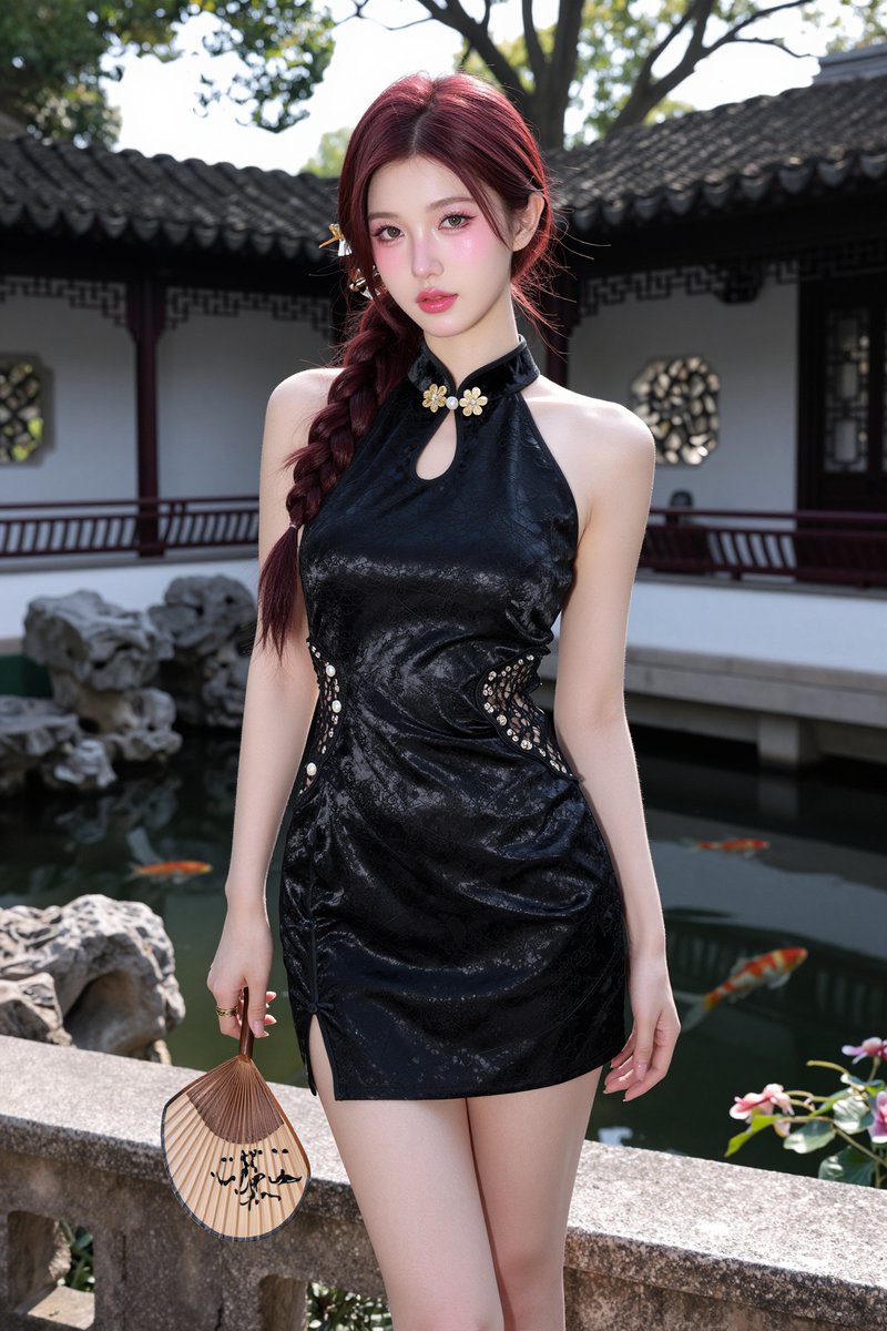 亚洲美女凹印关键词提示生成效果示例