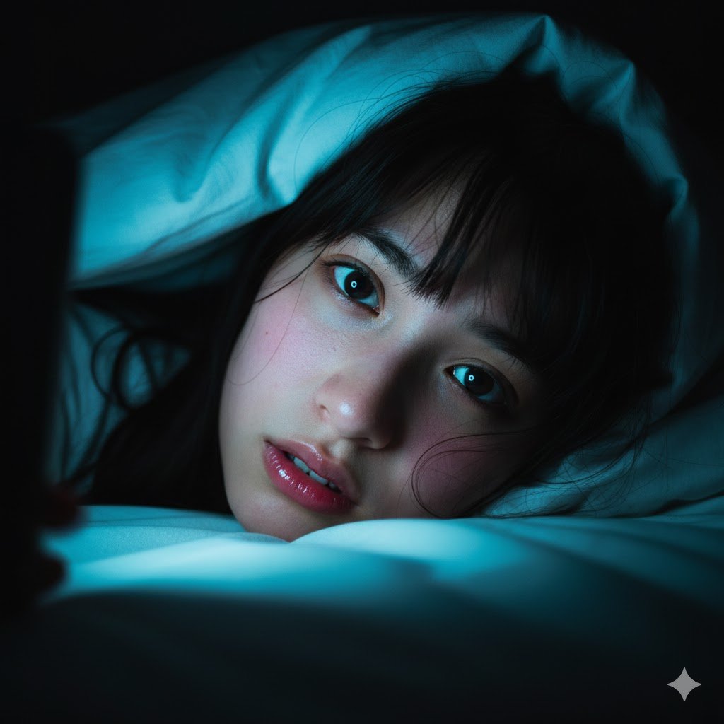 带有屏幕发光的亲密深夜肖像生成效果示例
