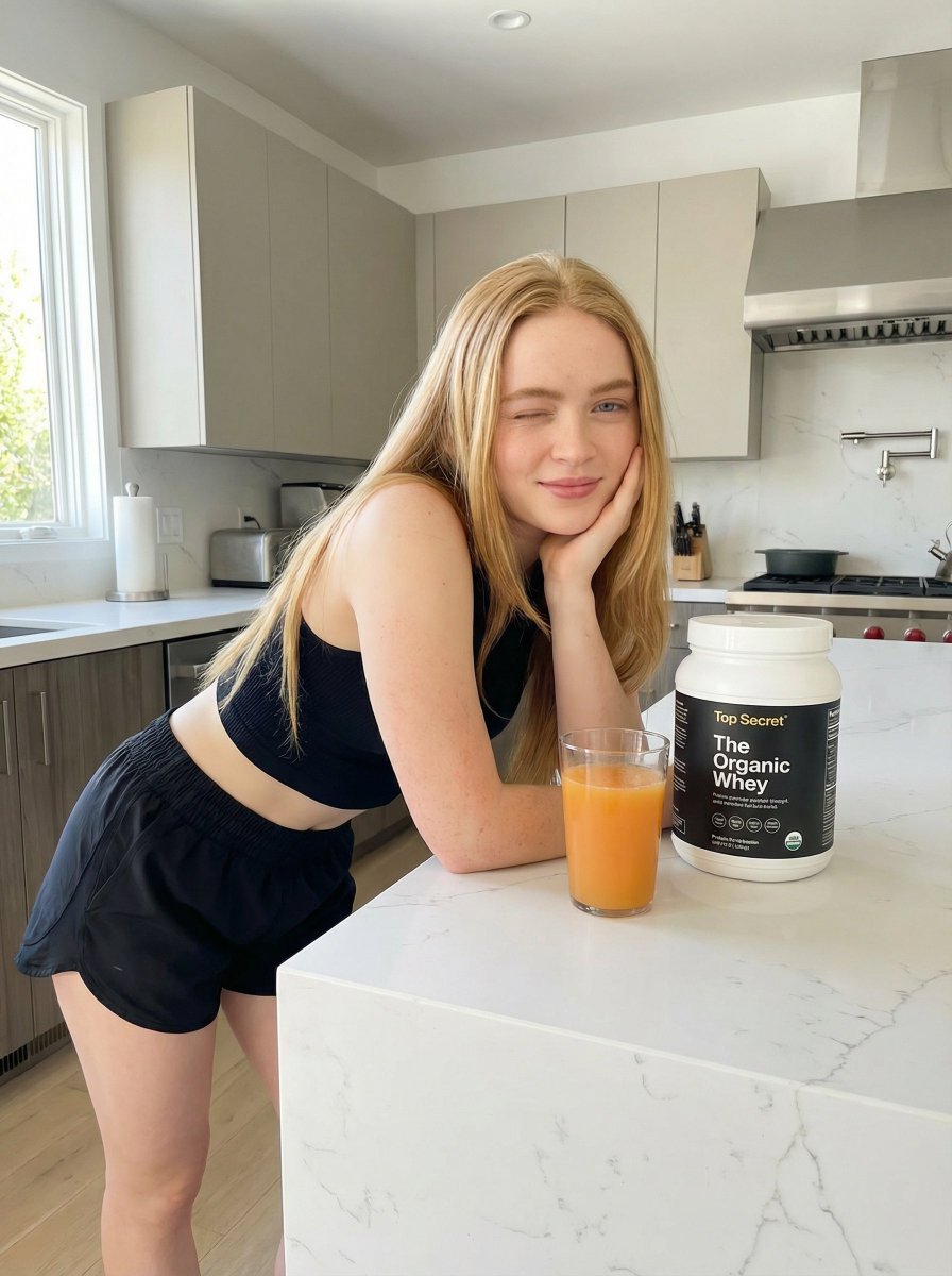 Sadie Sink 健身生活方式照片 JSON 提示 生成效果示例