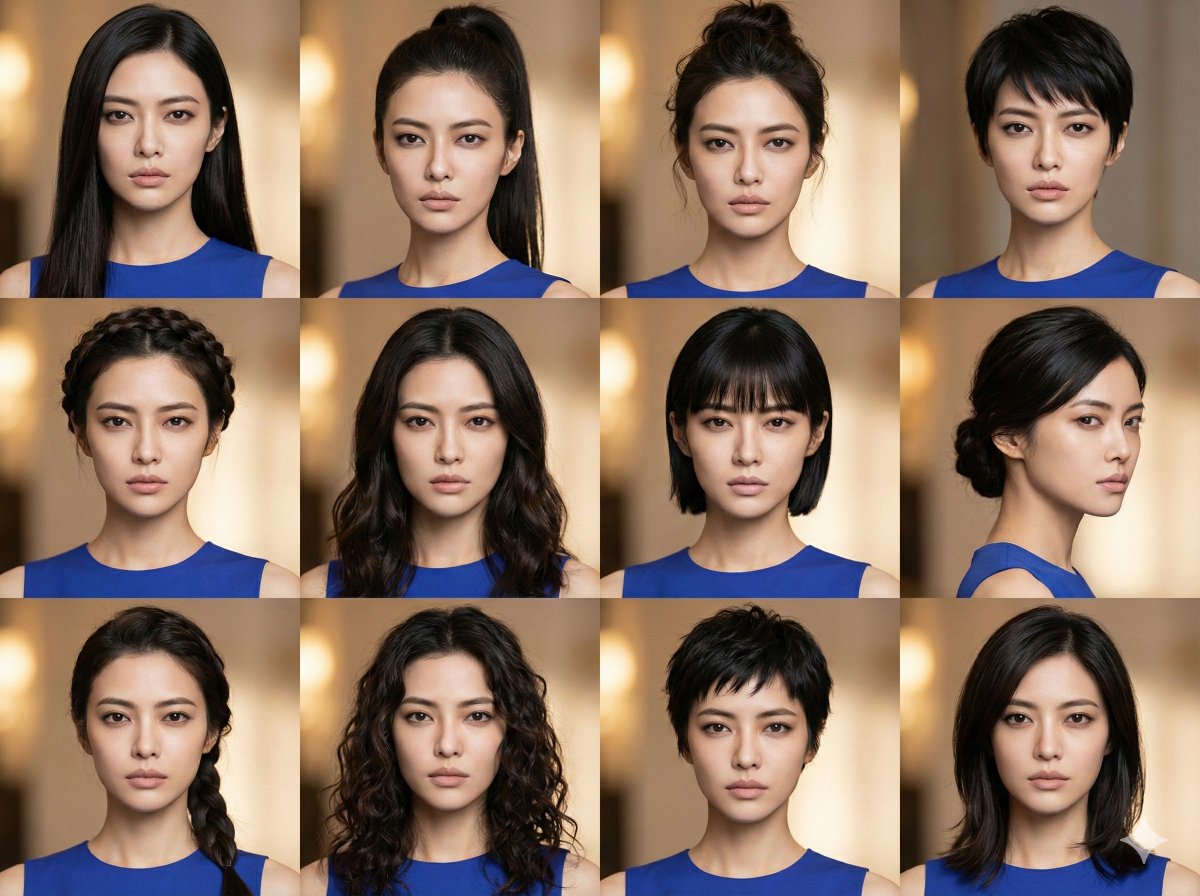 新年女性发型拼贴 生成效果示例