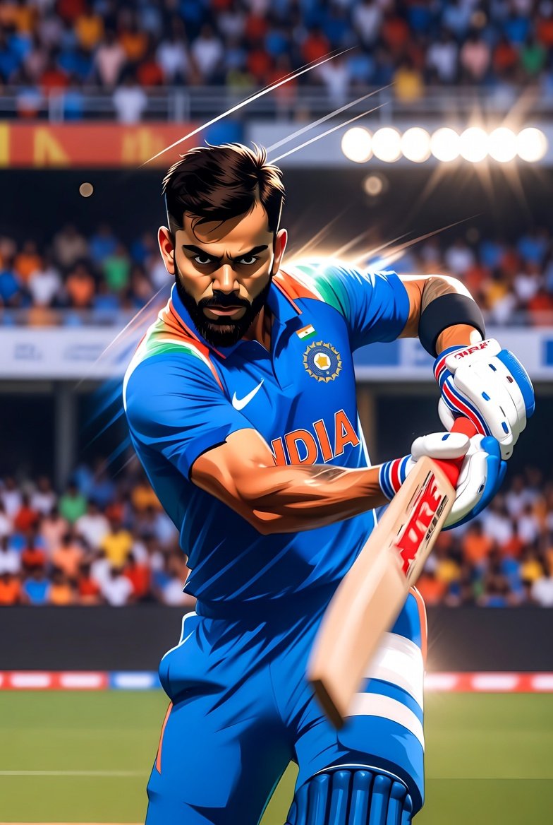 Virat Kohli 纳米风格板球卡通 生成效果示例