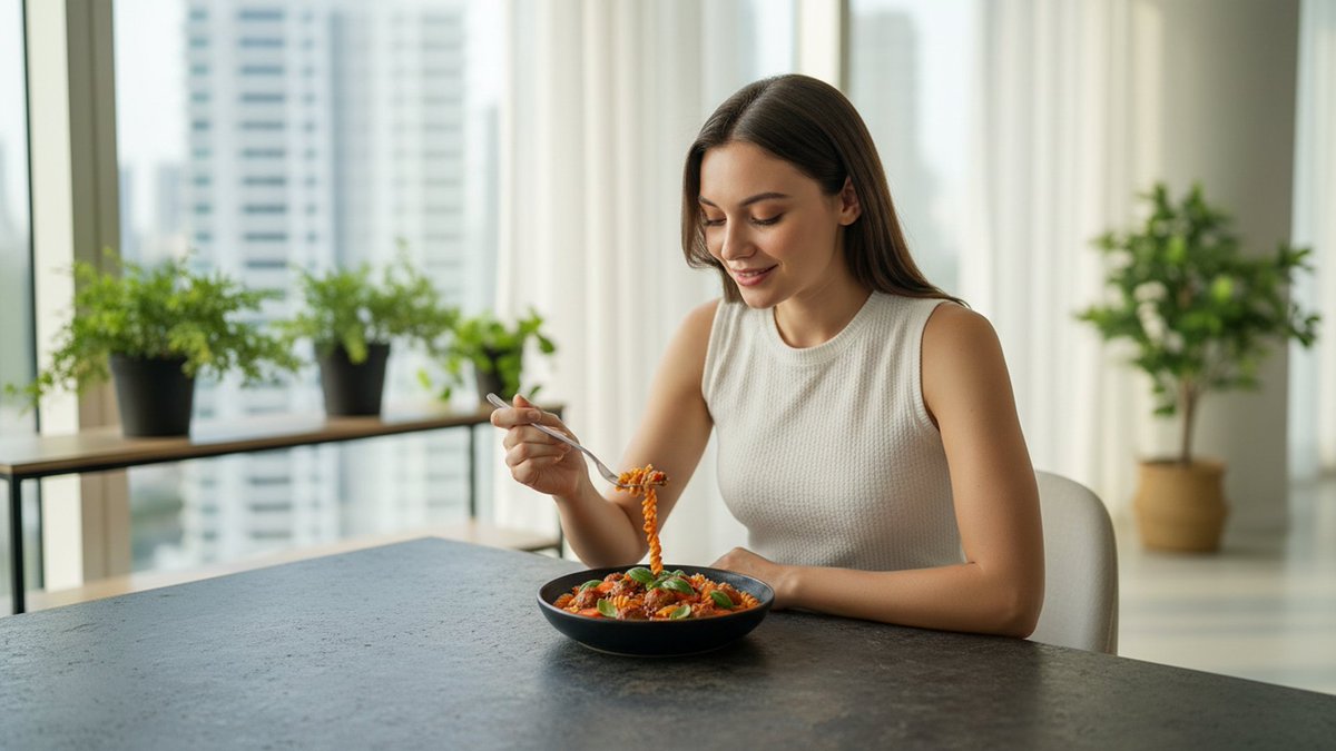 螺丝粉和肉丸的精致用餐场景 生成效果示例