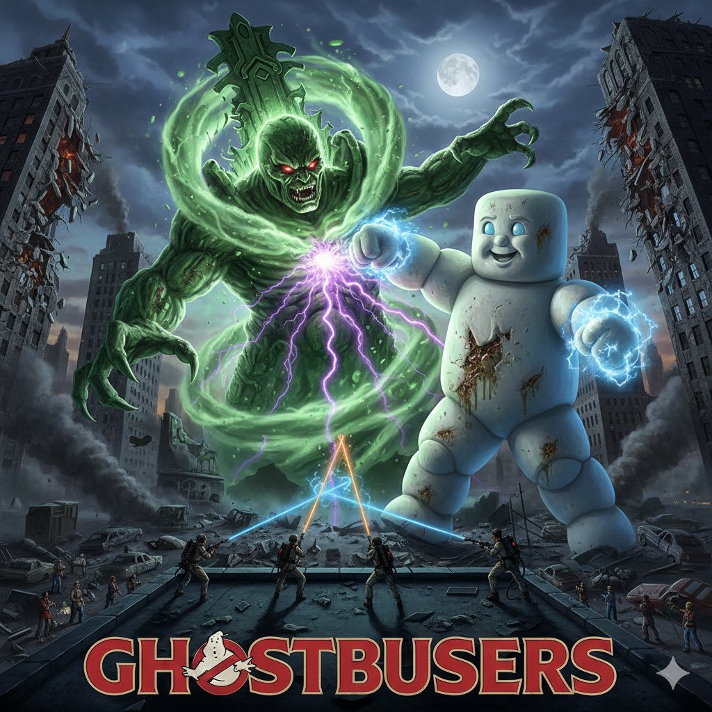 使用 Gozer 和 Stay Puft 生成捉鬼敢死队场景 生成效果示例