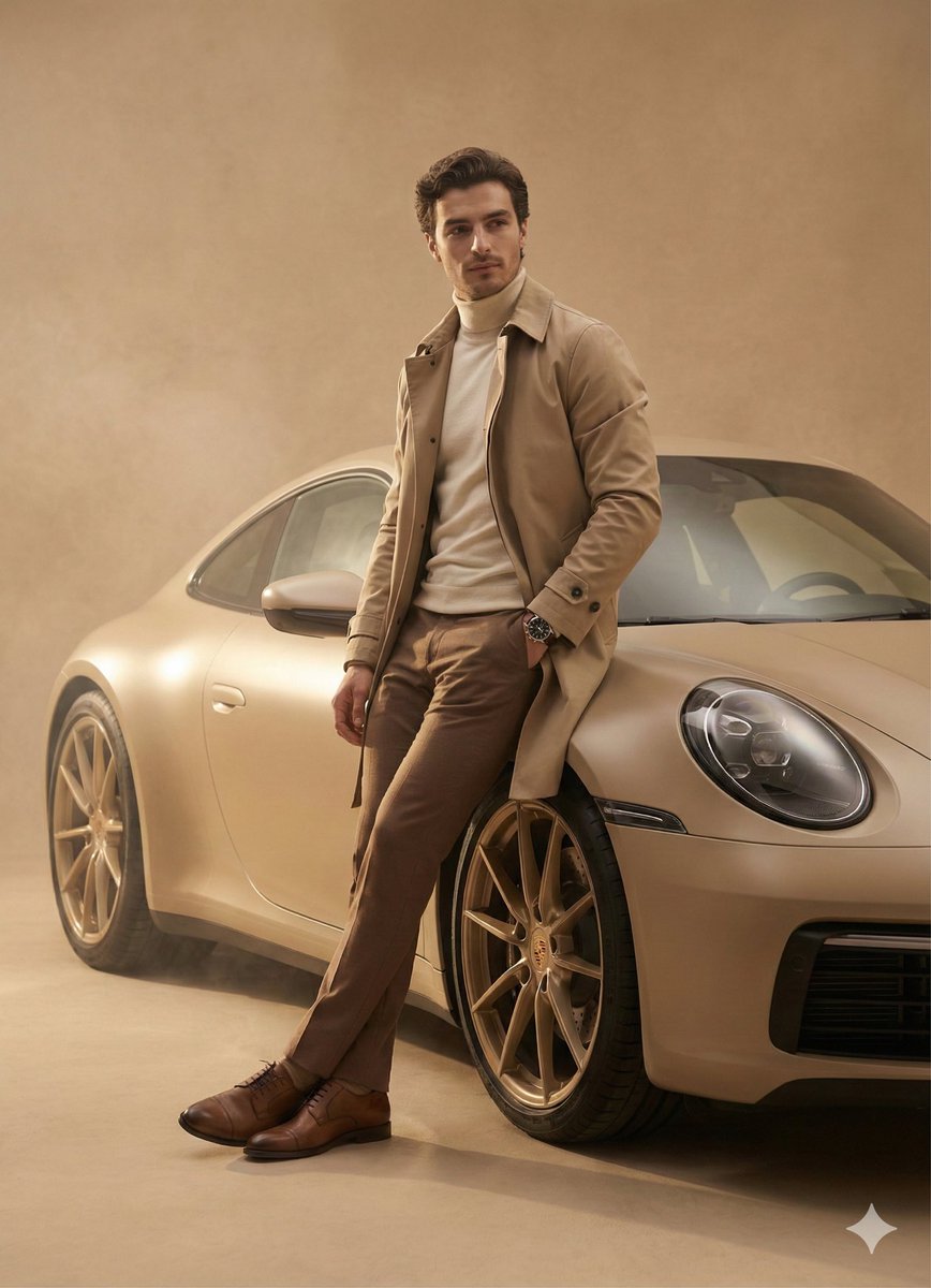 超现实电影肖像与豪华跑车 生成效果示例