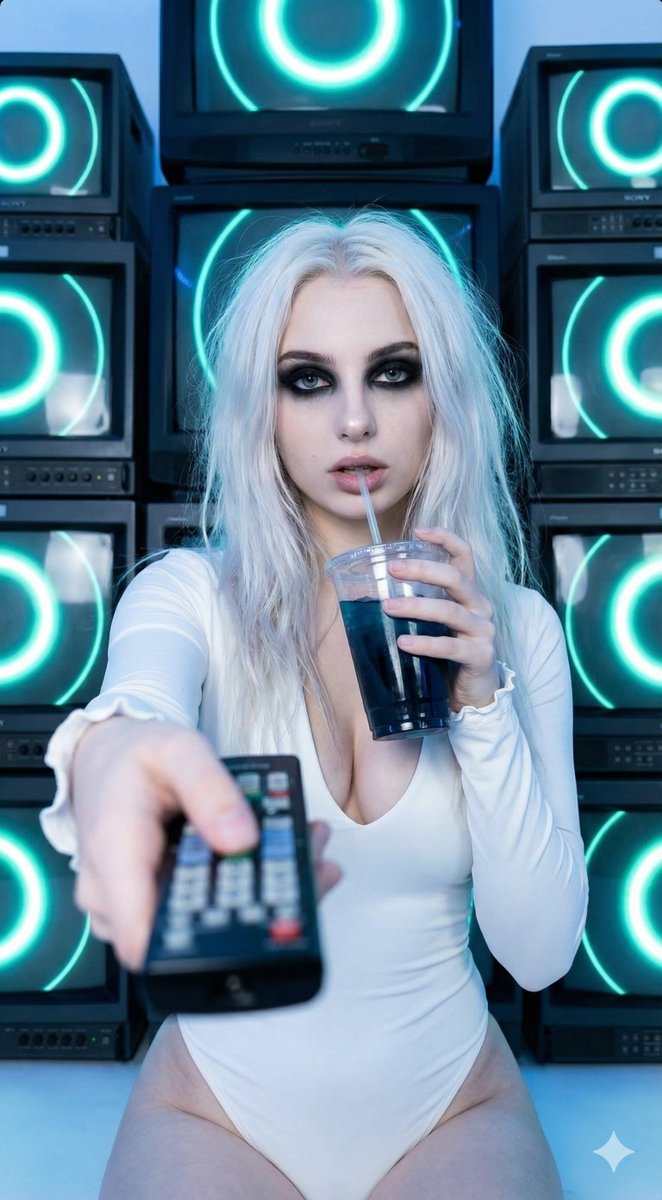 Y2K Cyber-Goth 肖像与 CRT 显示器提示 生成效果示例