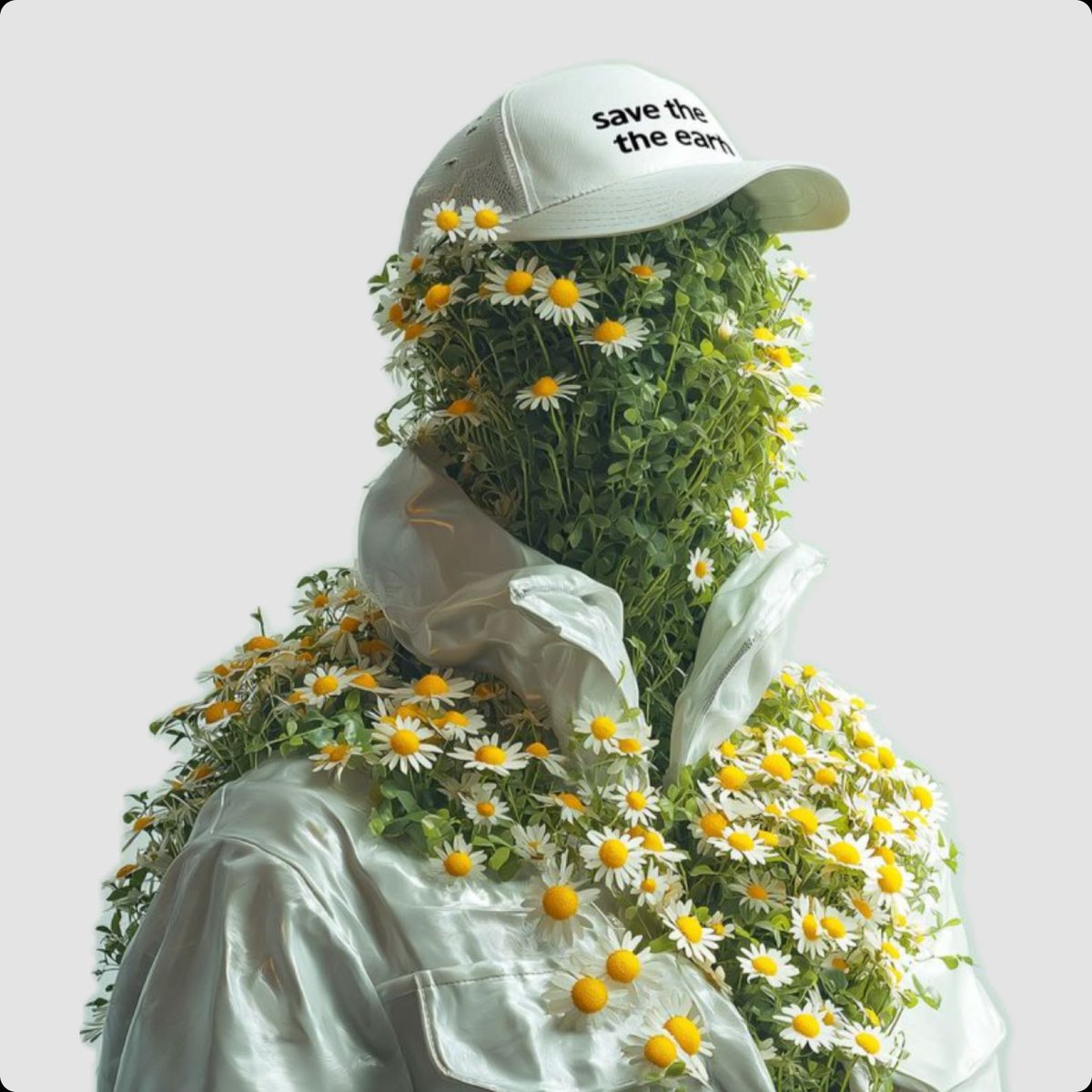 被草和雏菊覆盖的人形超现实肖像 生成效果示例