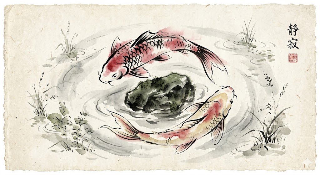 墨绘锦鲤画 生成效果示例