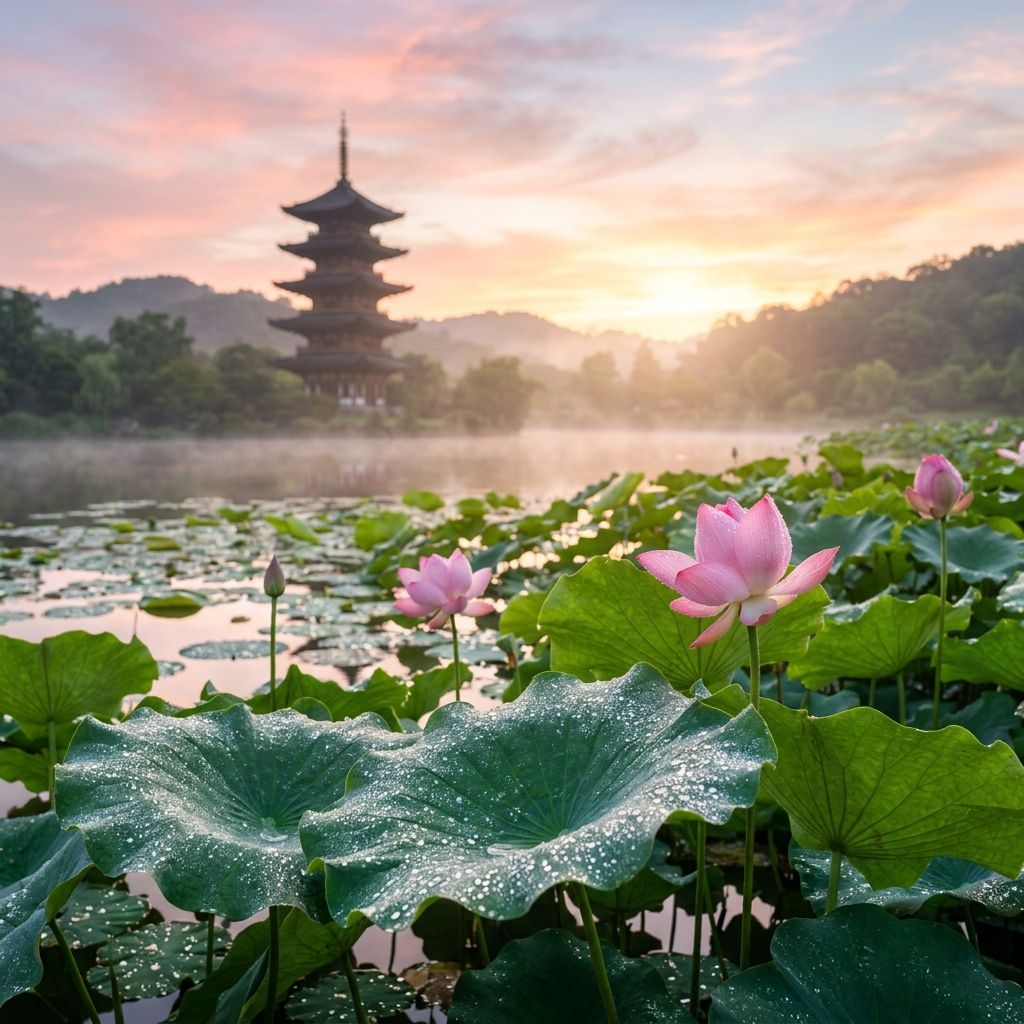 露莲日出风景 生成效果示例