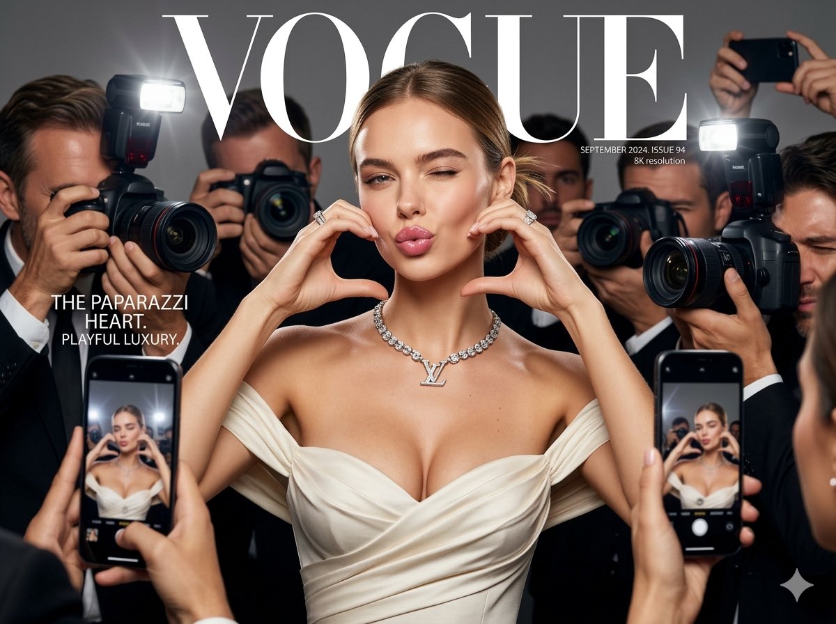 《Vogue》封面时尚肖像与脸部参考生成效果示例