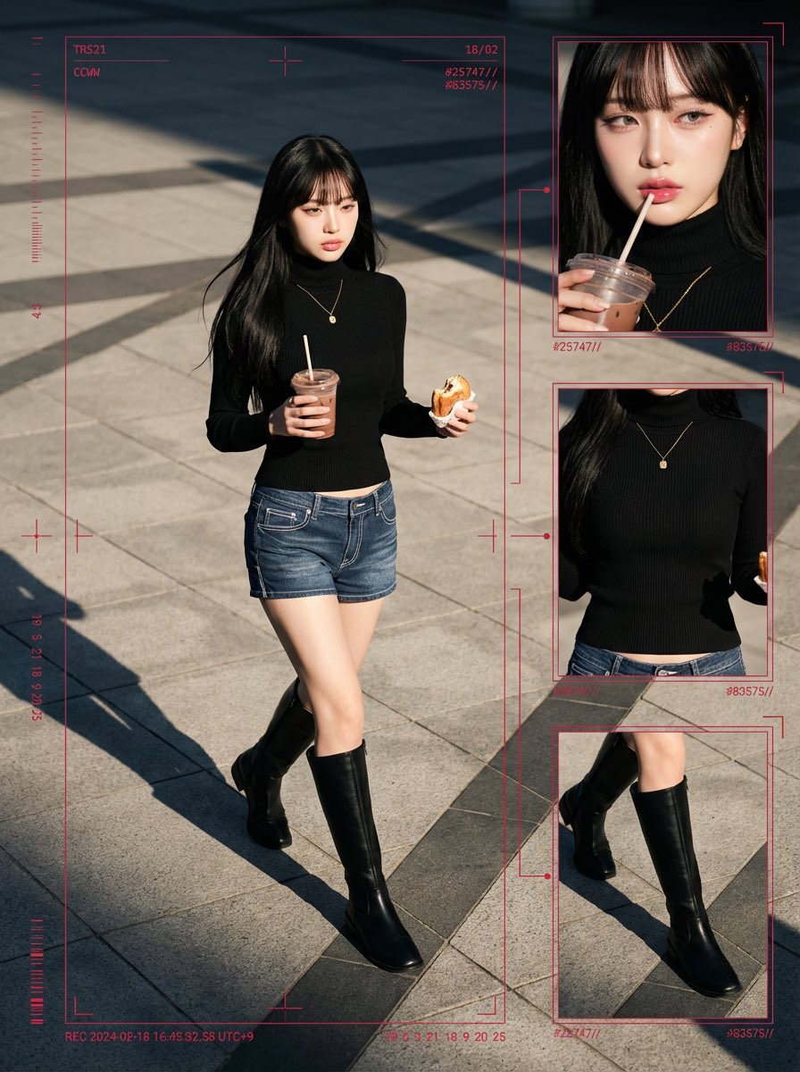 Cyber-Grunge 监视时尚编辑提示（日本女性） 生成效果示例