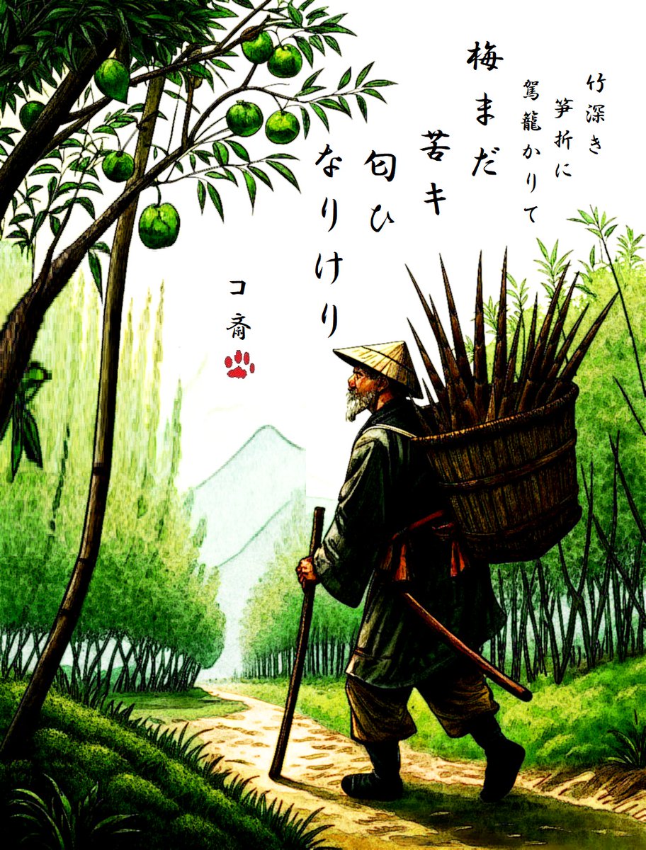 AI Haiga（俳句绘画）一代生成效果示例