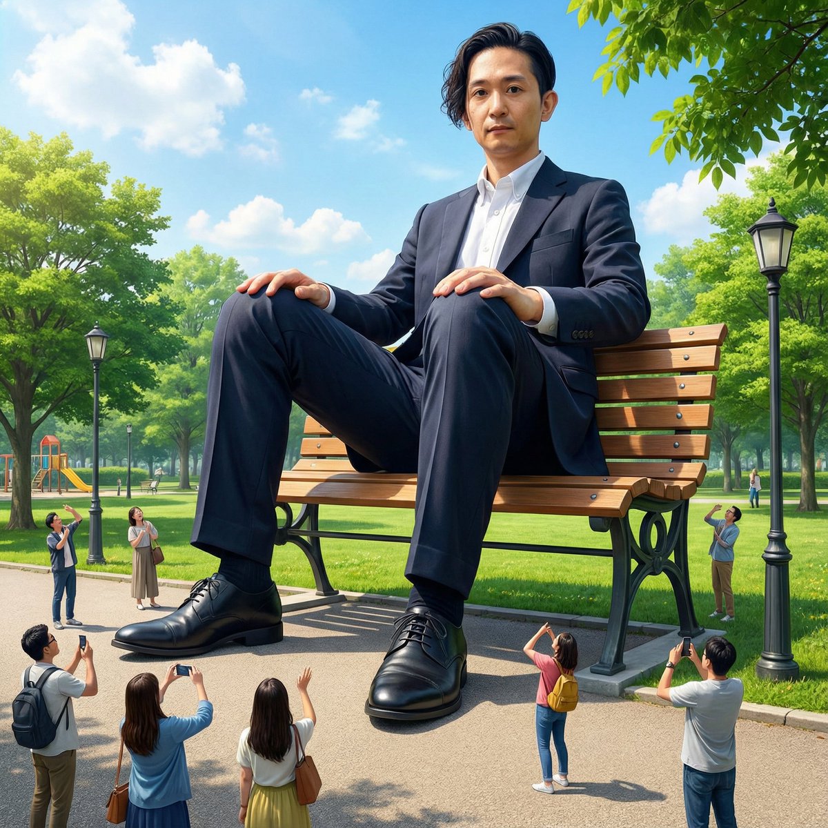 长凳上的巨型自我提示 生成效果示例