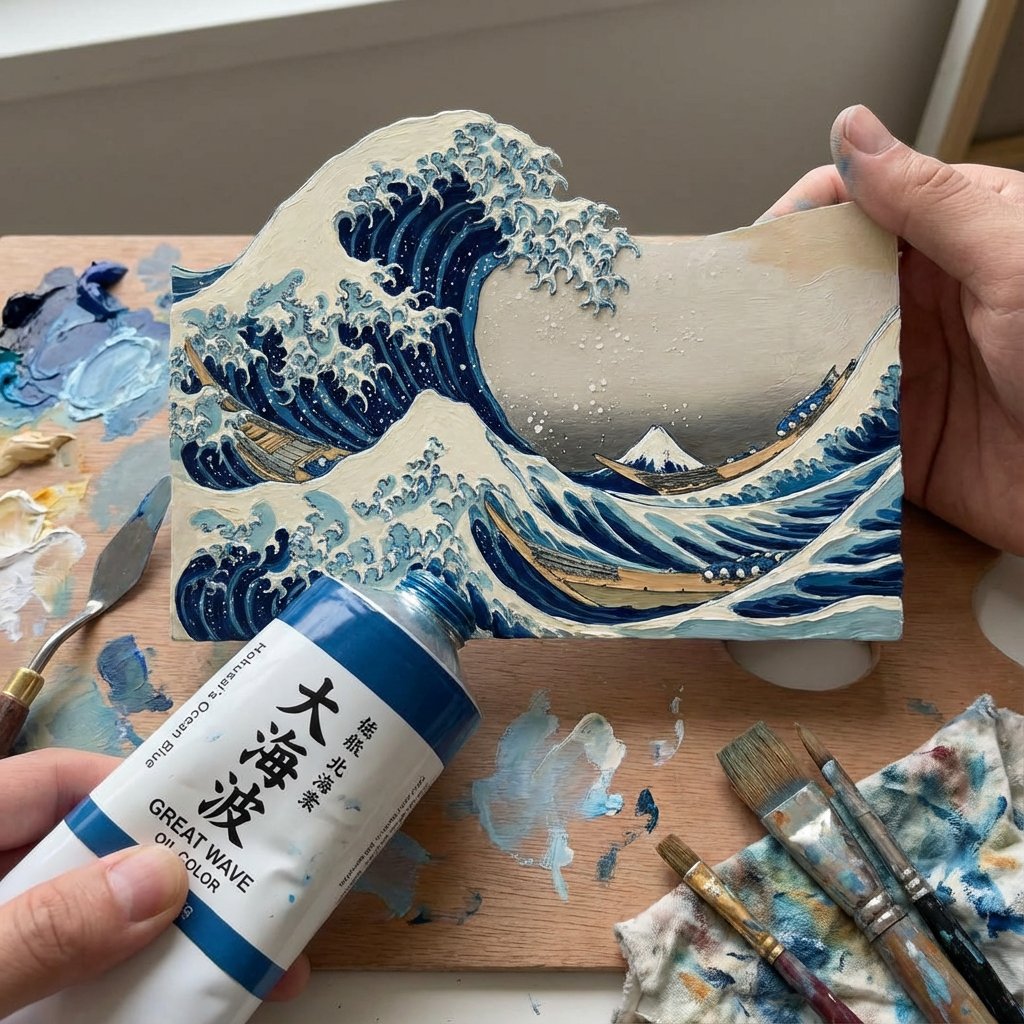 挤压油漆管：著名的亚洲3D浮雕绘画 生成效果示例