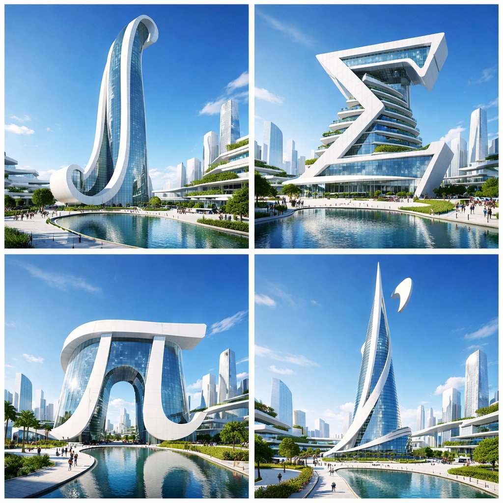 微积分符号作为未来建筑 生成效果示例