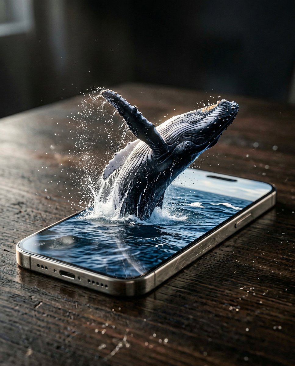 超现实 iPhone 鲸鱼突破场景 生成效果示例