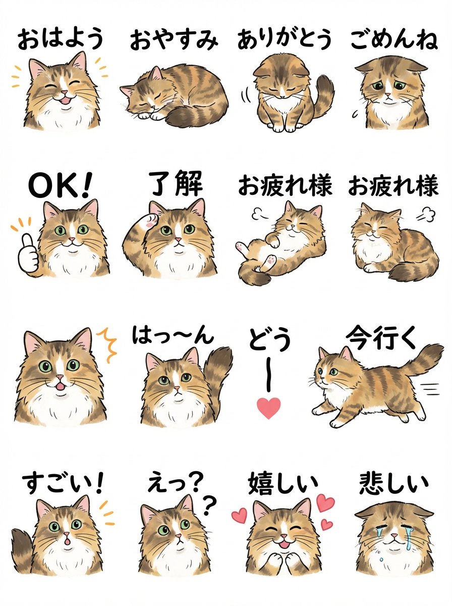 LINE 贴纸生成提示 生成效果示例