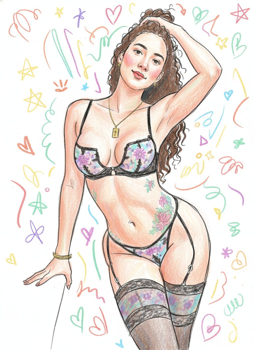 Scribbly 涂鸦插画风格提示 生成效果示例