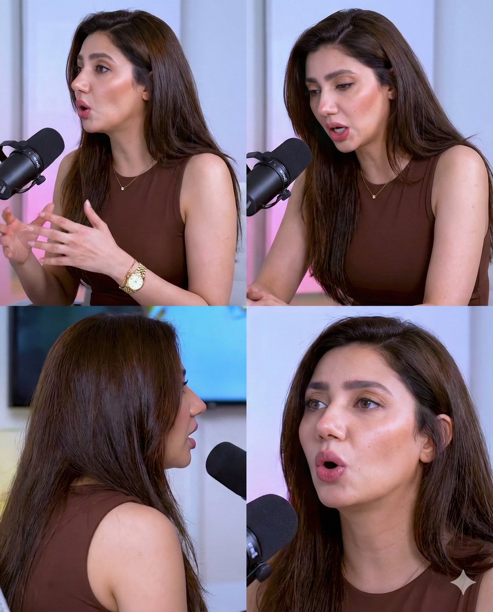 Mahira Khan 2x2 拼贴播客采访提示 生成效果示例