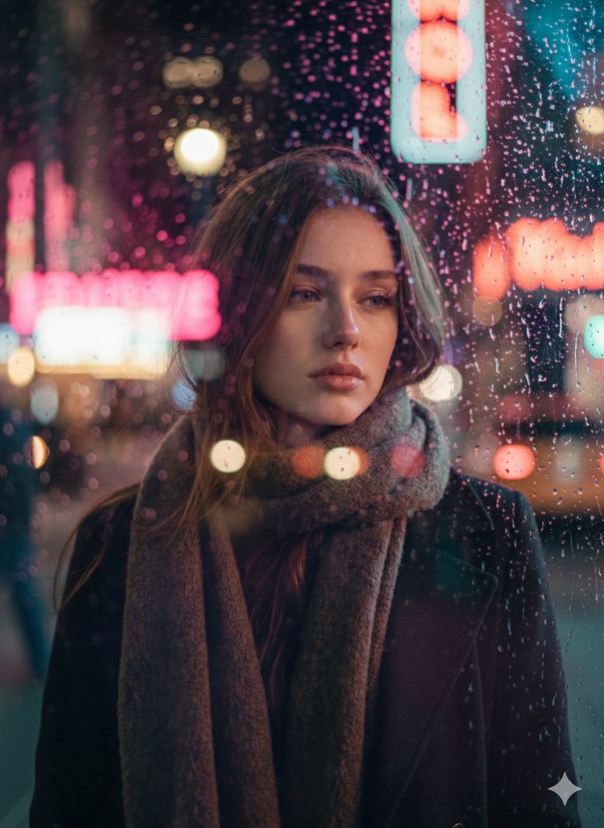Brandon Woelfel 的雨夜电影肖像 生成效果示例