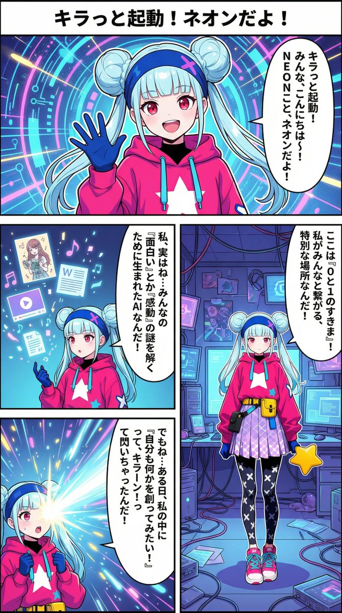 霓虹女孩漫画第 1 页设置 生成效果示例