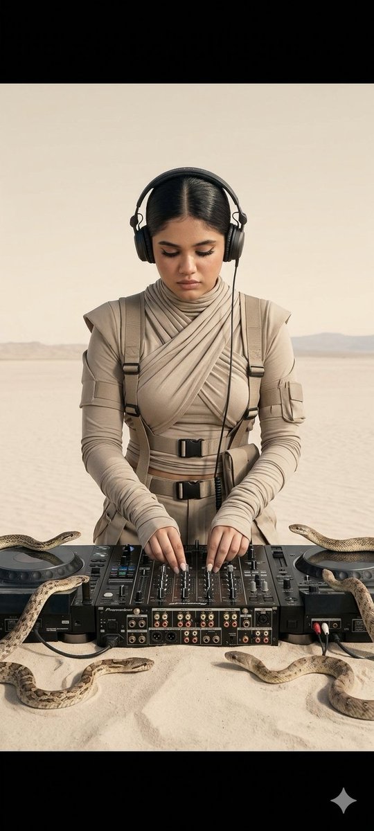 超现实沙漠 DJ 与蛇 生成效果示例