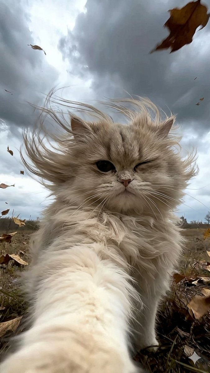 眨眼的波斯猫自拍 生成效果示例