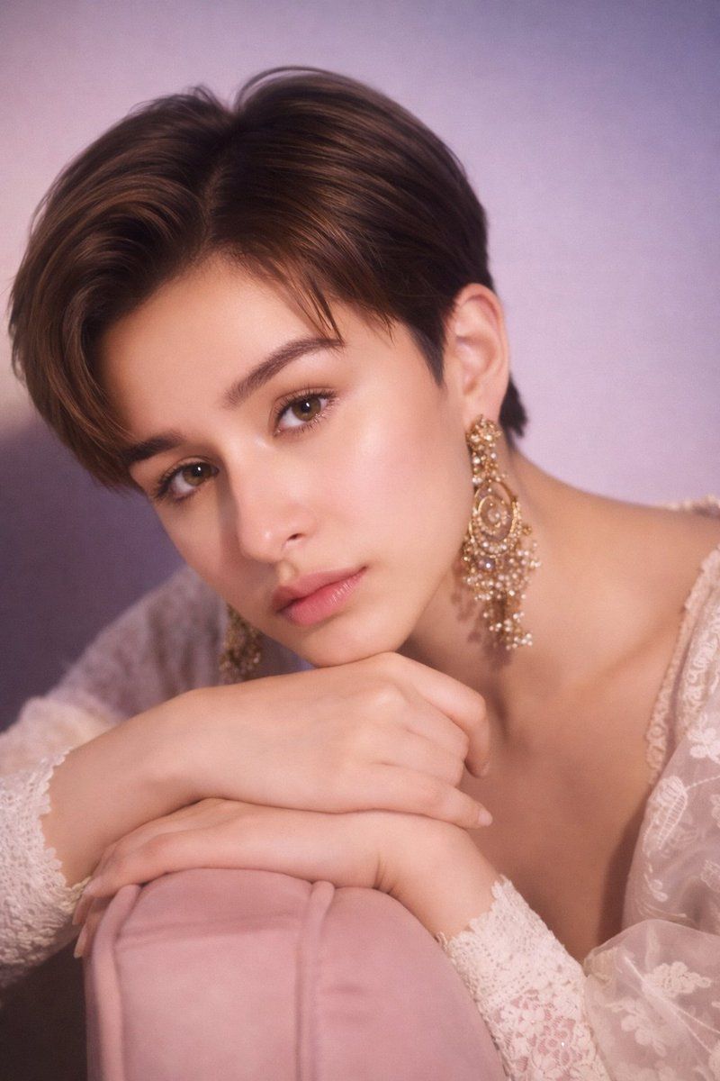 施拉达·卡普尔 (Shraddha Kapoor) 肖像，佩戴精灵剪裁和 Jhumka 耳环 生成效果示例