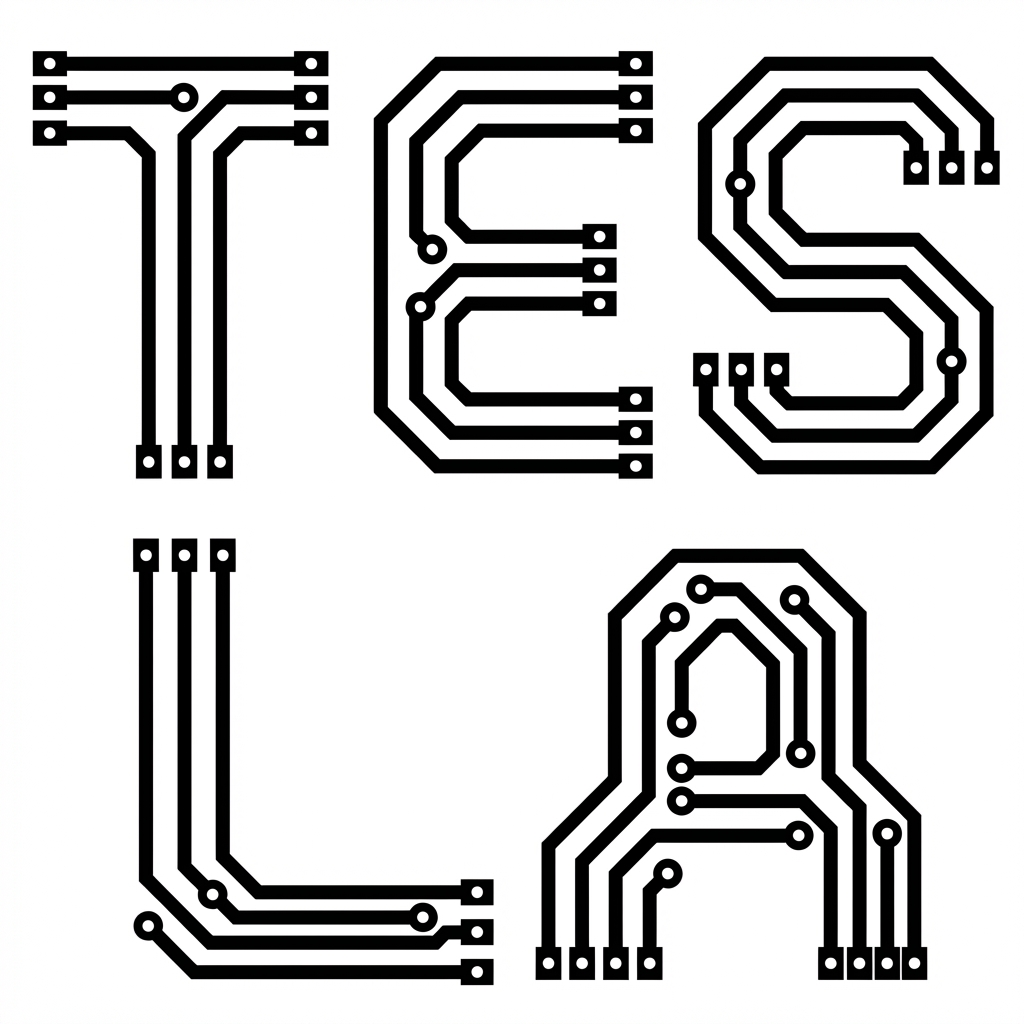 “特斯拉”的 PCB 艺术字原理图 生成效果示例