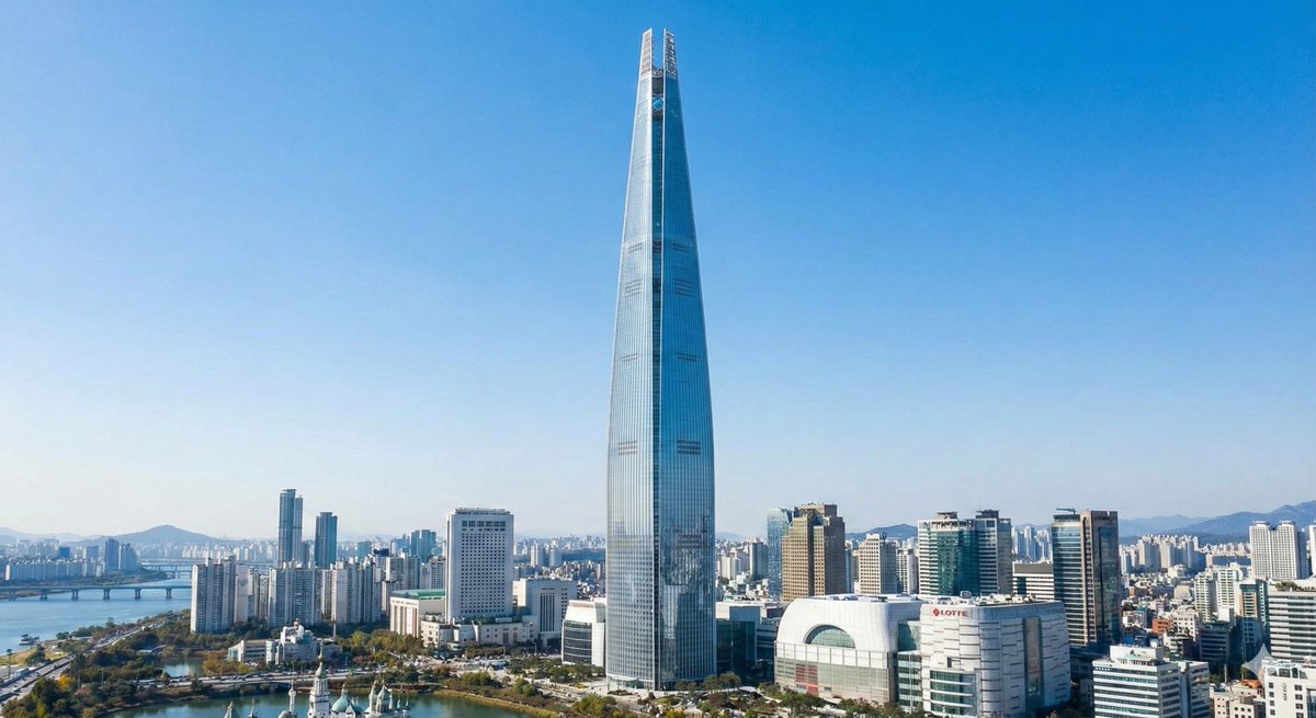 乐天世界塔以地标为中心的地理定位图像生成效果示例