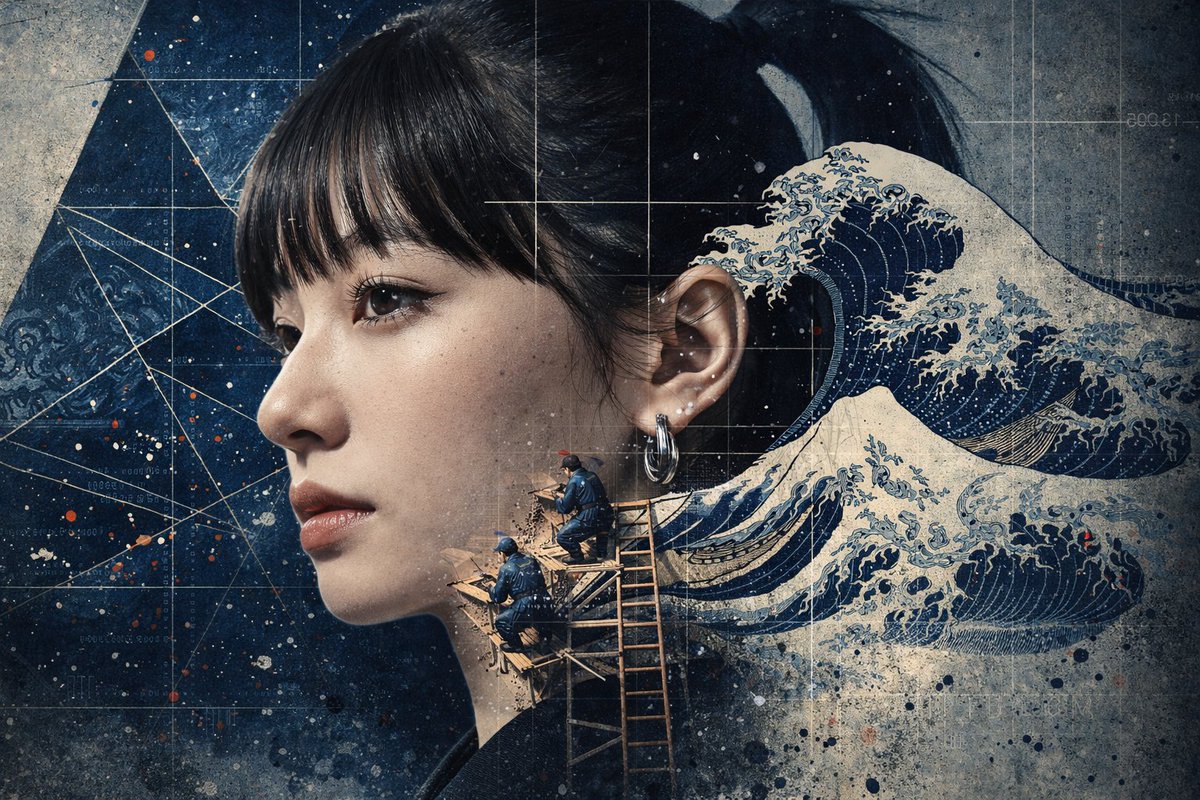 浮世绘与工业融合的真实肖像 生成效果示例