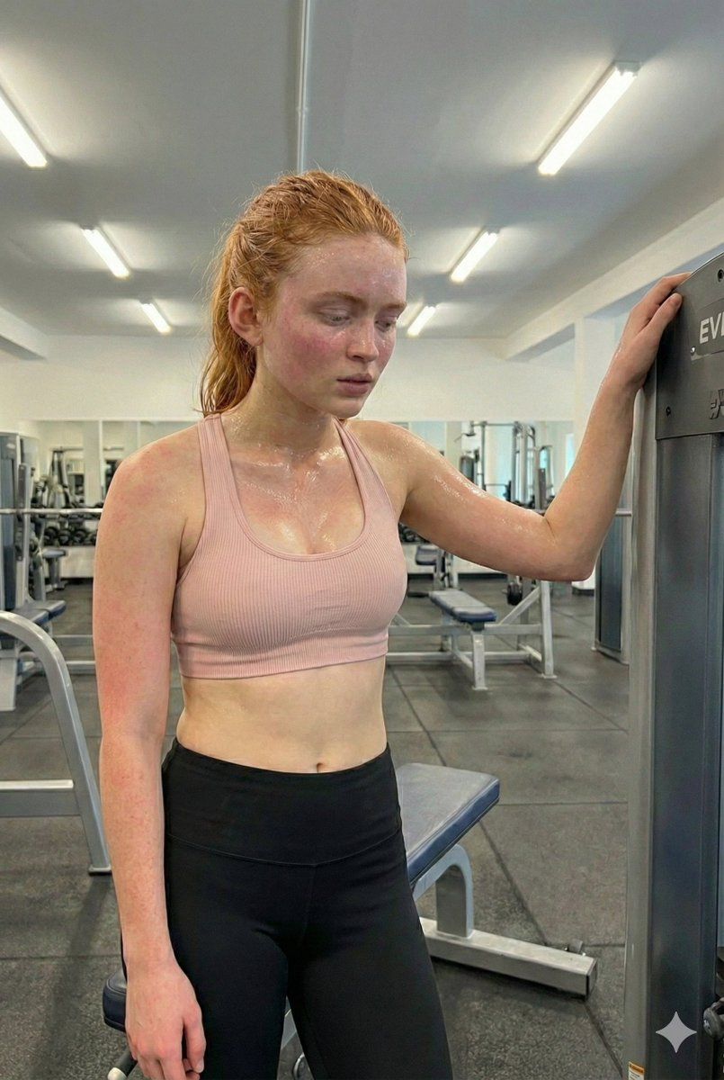 Sadie Sink 逼真的锻炼后自拍 生成效果示例