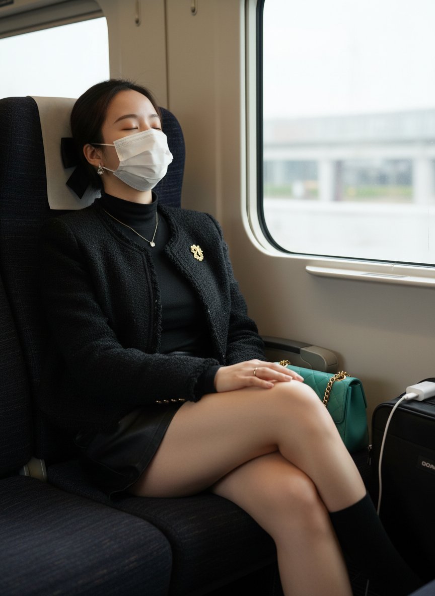 在火车上生成逼真图像的详细结构化提示生成效果示例