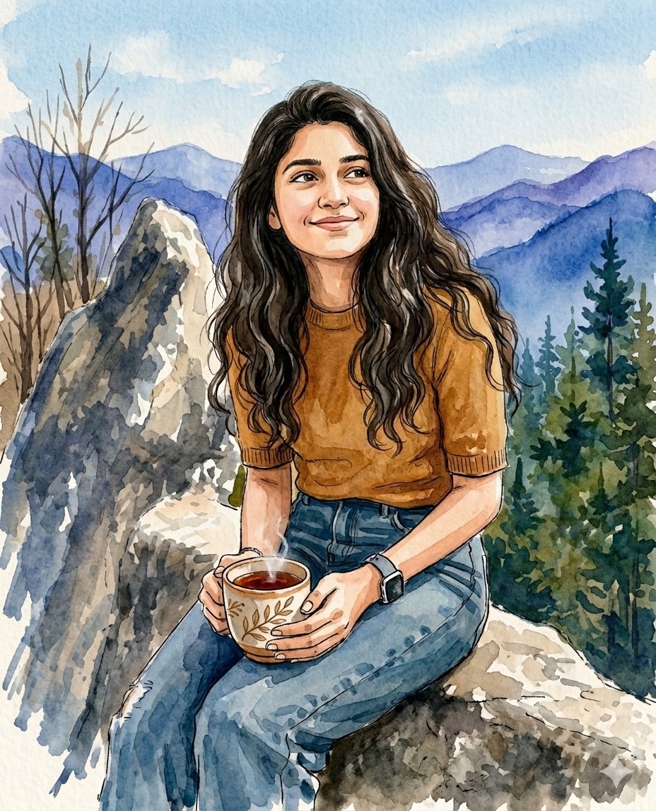 山景水彩画 生成效果示例