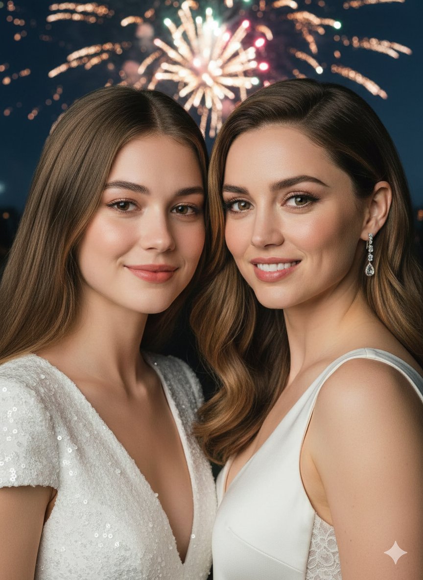 新年名人肖像合并提示（Ana de Armas） 生成效果示例